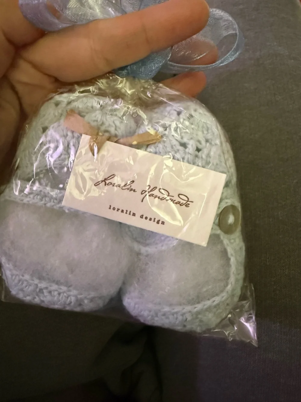 Lorain Design Handmade Light Blue Crochet Baby Booties
